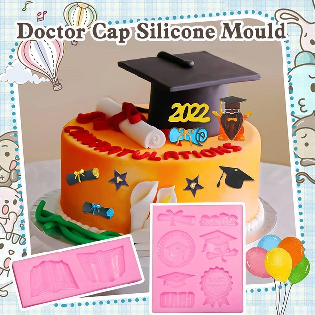 DIY Graduate Silicone Molds Owl Bachelor Cap Fondant Candy Party Mold Tools J1E3