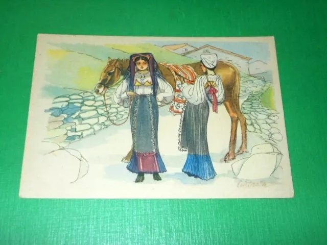 Cartolina Costumi Sardi - Contadine di Dorgali ( Nuoro ) 1942.