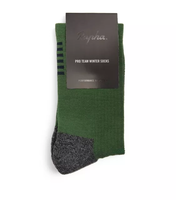 Rapha Pro Team Winter Socks Green / Black - Size L - NWT