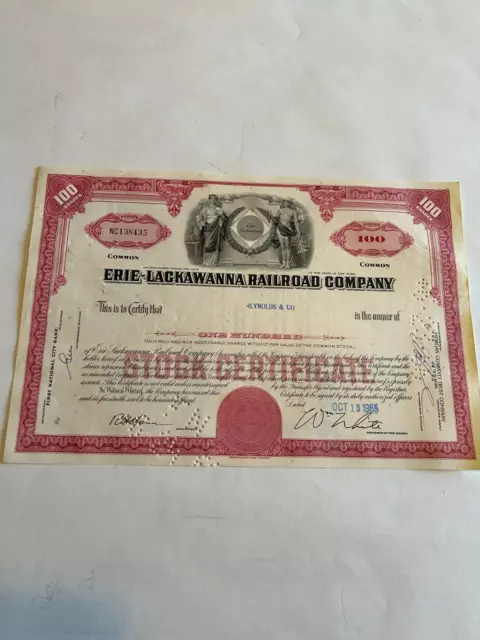 Vintage Erie-Lackawanna Railroad Company Stock Certificate