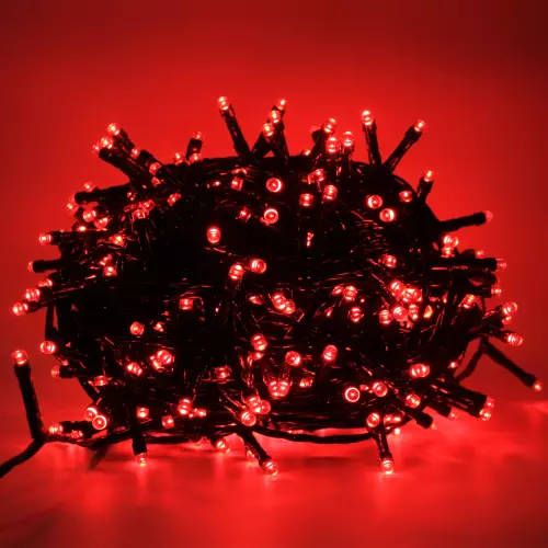 Languette Chaîne Lumières pour Arbre de Noël À LED Rouge Câble Vert Extérieur