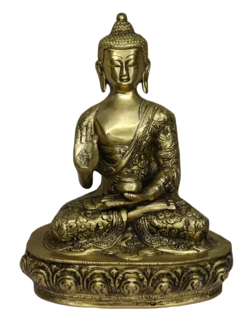 Buddha Statue Brass Handcrafted Buddhism Tibetan Budha Figurine Sculpture Figure