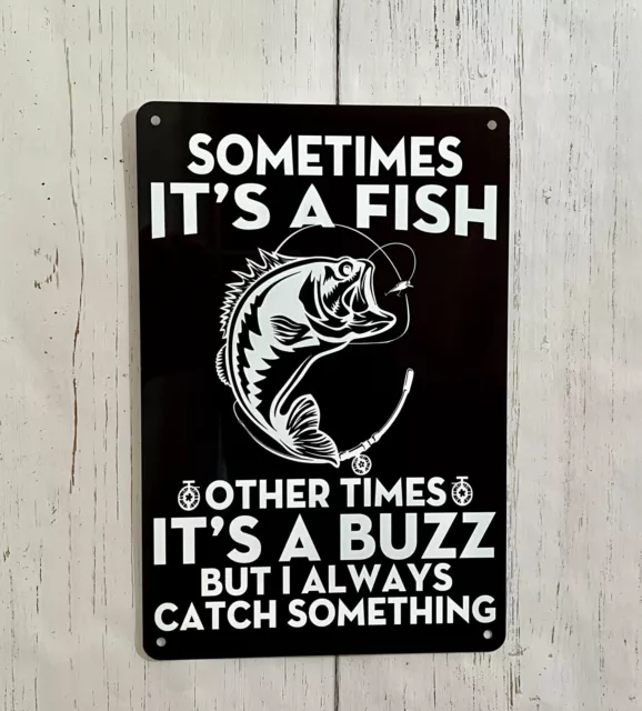 FUNNY FISHING METAL Sign Humor Tin Vintage Fish Wall Art Home