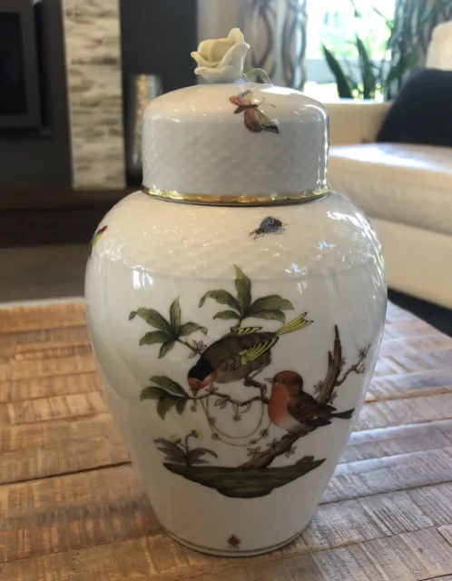 Herend Rothschild Ginger Jar with Lid - 6450/RO - covered urn vase