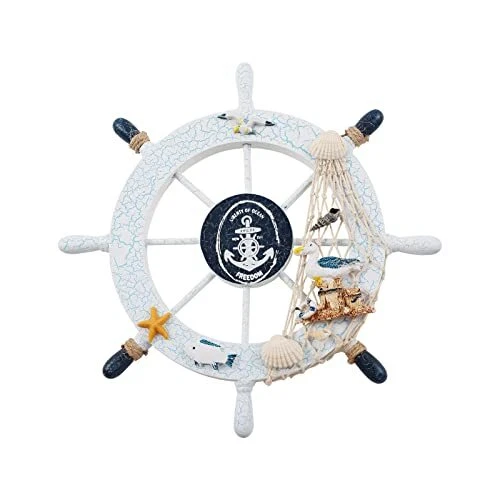 Boat Steering Wheel Decor 11 Inch Wooden Rudder Wall Decoration Steering Wheel B