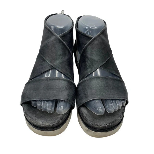 BUSSOLA 6 36 Sandals Potsdam Peggy Washed Nappa Black Leather Platform Back Zip 36.96 PicClick