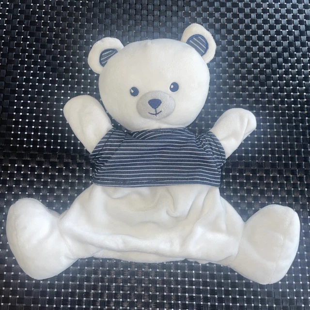 Ca6 Doudou Marionnette Simba Toys Kiabi Ours Blanc Tee Shirt Bleu Rayé Marinière