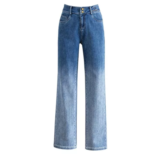 Femmes Rétro Jeans Jambe Droite Taille Haute Pantalon Coupe Standard
