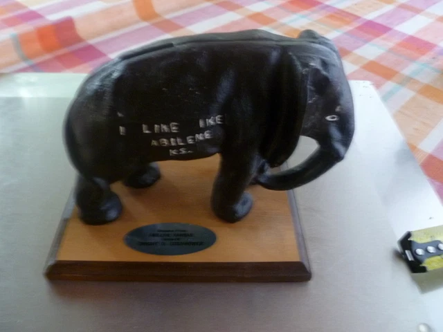 CAST IRON "I Like Ike" ELEPHANT" STILL BANK Eisenhower Souvenir Abilene Kansas
