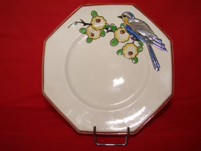 Ancienne assiette dessert art deco Emaux Longwy oiseau Ceramique N°1 - Old plate