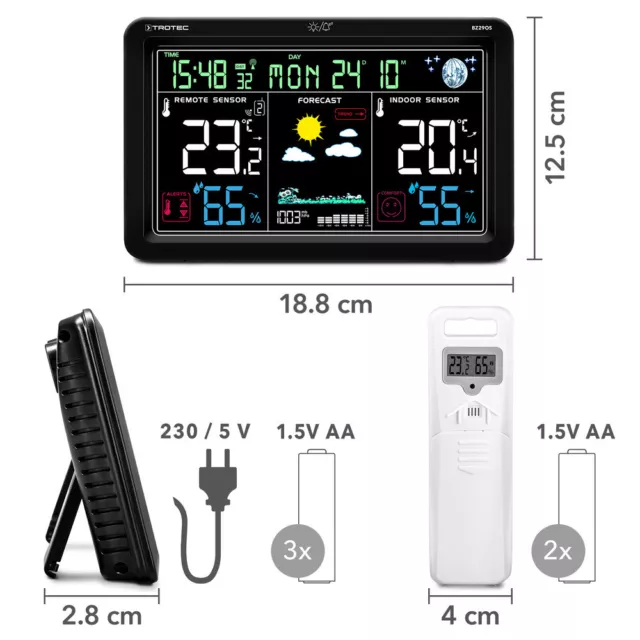 TROTEC BZ29OS Digitale Funkwetterstation Thermometer Hygrometer Temperatur 2