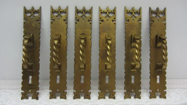 Art Deco Frankreich Tür Griff Bronze Griffe Daumen Riegel Latch Messing brass 3