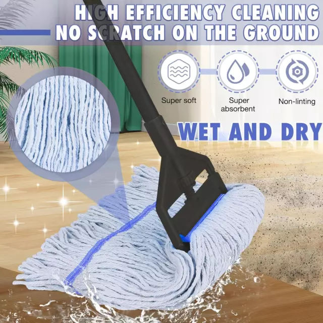 Commercial Industrial Cotton Mop for Floor Cleaning Heavy Duty String Wet Mops w 2