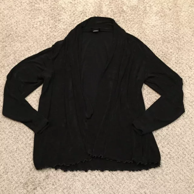 Ahni Hand Made Shirt Womens Size 1 Black Open Front Long Sleeve
