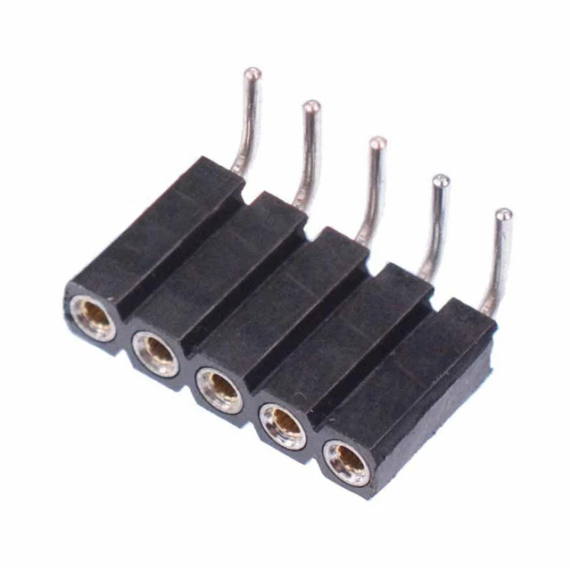 5 x 5 Pin SIL Turned pin Right Angle Socket Connector 2.54mm