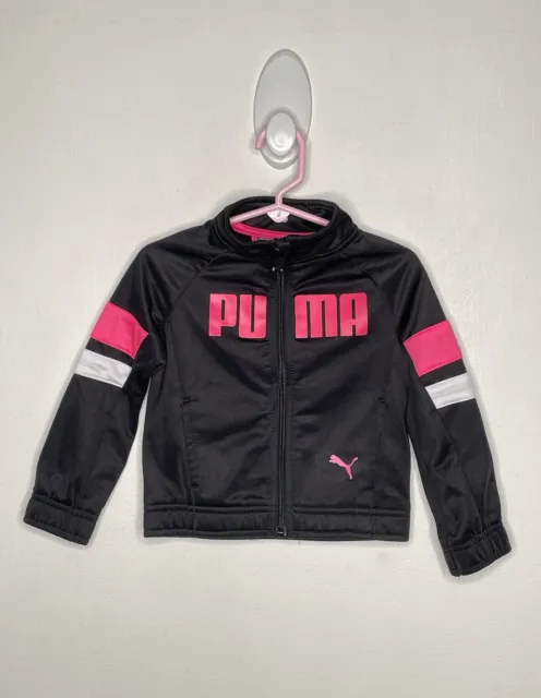 Puma Track Jacket Baby Girls Size 2T Long Sleeve Black Pink Active Wear Zip Up