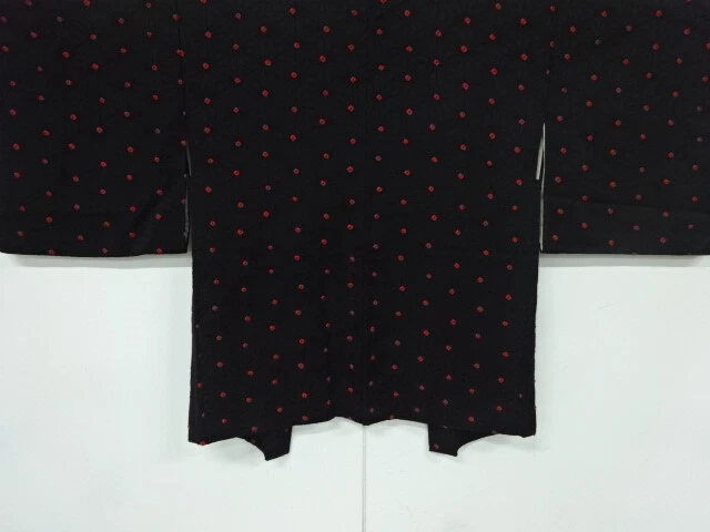 6620180: Japanese Kimono / Antique Haori / Shiobri / Woven Asanoha