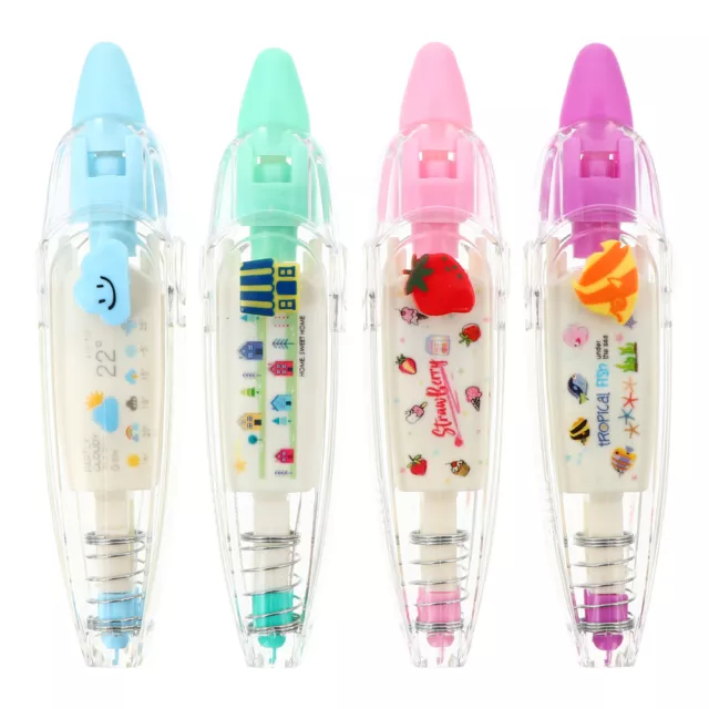 4 Pcs Pom Correction Tape Student Cartoon Decorative Pen Writing Eraser