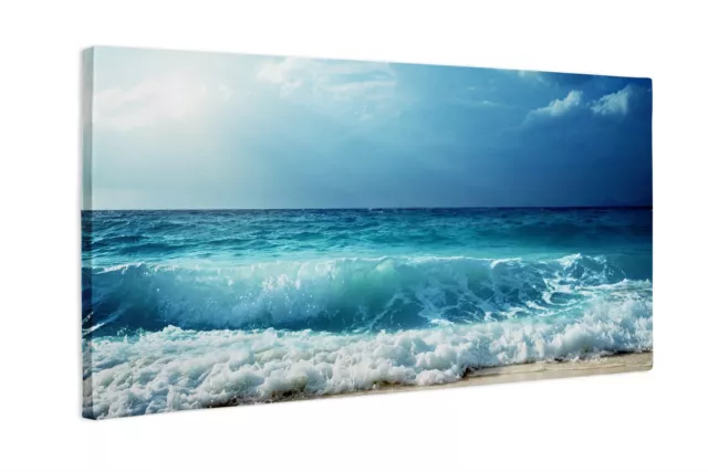 Leinwandbild Kunst-Druck Wellen am Strand 140x70 cm