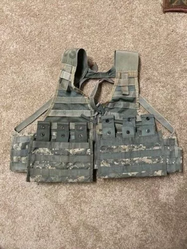 US Military MOLLE Tactical Chest Rig w/ 2 Triple Magazine Pouches, ACU Camo VGC