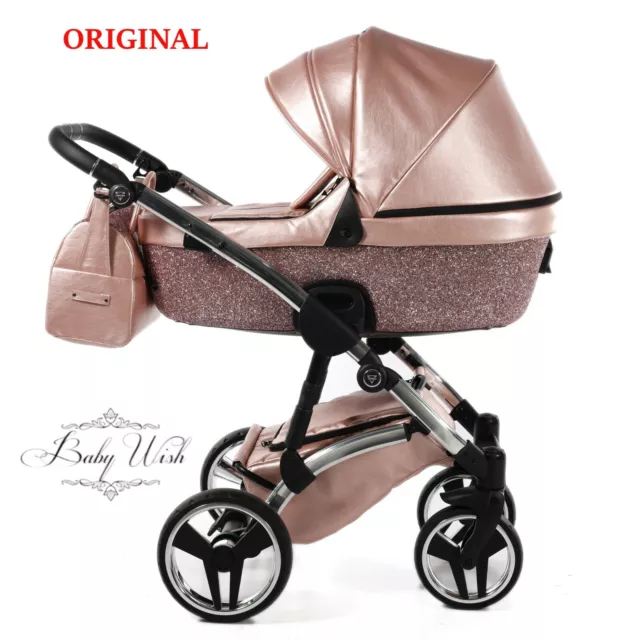 JUNAMA PAILLETTE NEUF Bébé Poussette Landau 3in1 Nacelle+Poussette +Siège  Auto EUR 1.273,13 - PicClick FR