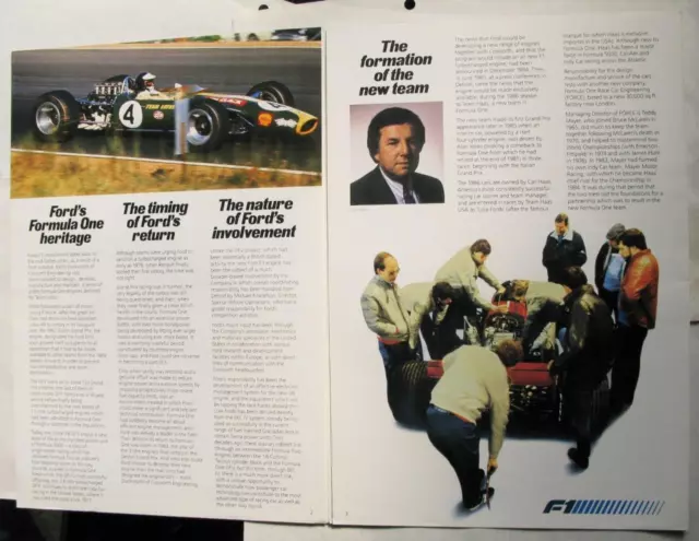 FORD in Formula One Sales News Dealers Salesmen's Car Brochure 1986 2