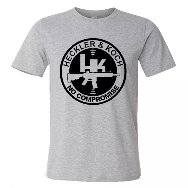 HECKLER & KOCH HK Guns Firearms Logo Men's Grey T-Shirt Size S to 5XL ...