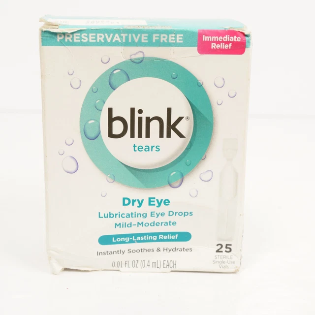 BLINK TEARS LUBRICATING Eye Drops Mild Moderate Dry Eye 25 Ct 0.01Oz