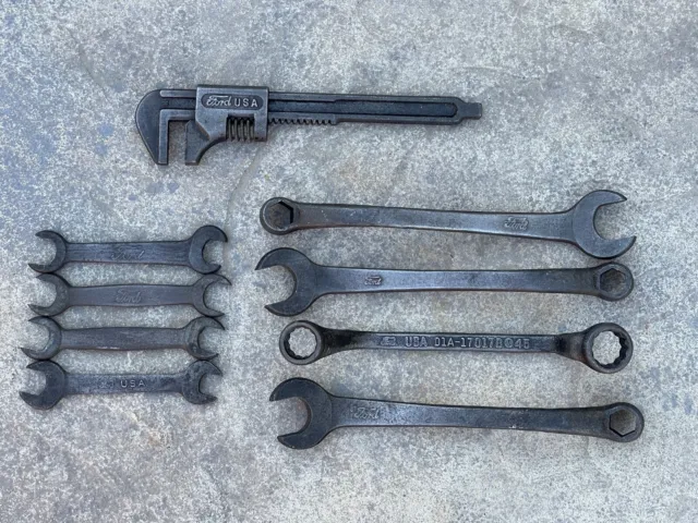 🔥 1910 's 1920 's 1930 's FORD SCRIPT ASSORTED WRENCH TOOL LOT (9) PIECES 🔥