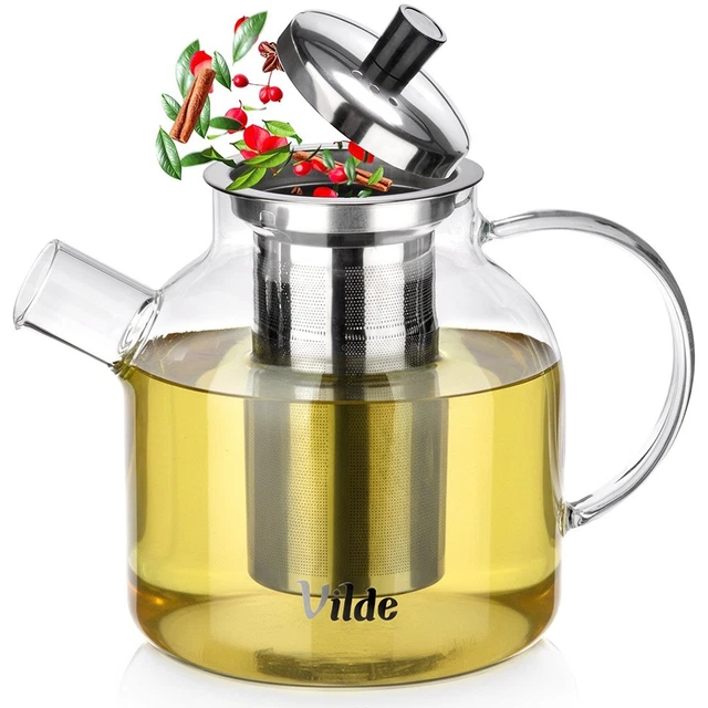 Pichet à Eau En Verre Avec Infuseur - Théière Résistante Chaleur Bouilloire Infusion Thés Vrac
