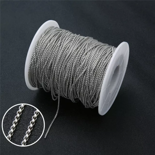 2M Stainless Steel Rolo Chains Bulk Metal Necklace Link Chain For Diy Bracelet