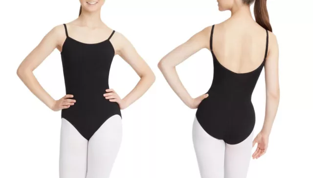 Black Girls Kids Low Back Strap Sleeveless Dance Ballet Gym Leotard Bodysuit