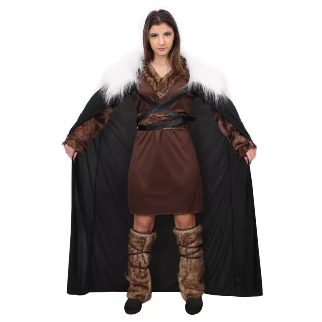 Ladies Viking Costume With Cape Historical Medieval Warrior  Fancy Dress Outfit