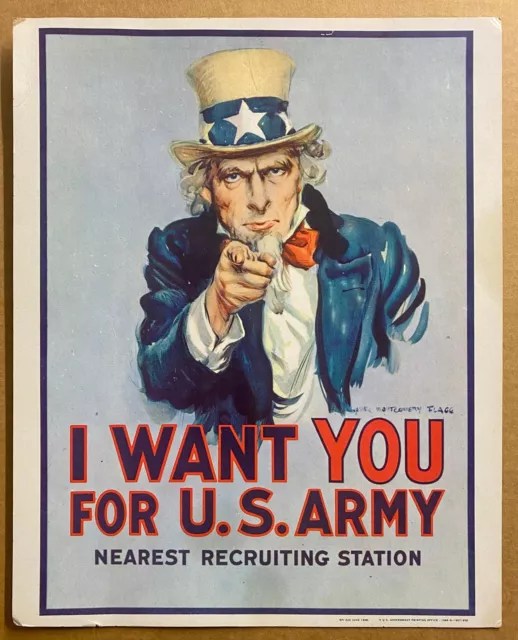 1968 I Want You For U.S. Army Uncle Sam Window Card Poster Vietnam War Original