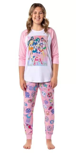 Sailor Moon Merch Women's Character Poster Raglan Jogger Pajama Set