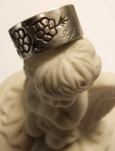Bague Alliance Chipie Argent Fin Motif Chien - Taille 50 - Vintage Rétro