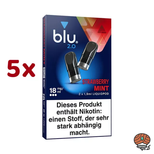 5x blu 2.0 STRAWBERRY MINT 18mg/ml Nikotin Liquid-Pods à 2 Stück (ersetzt myblu)