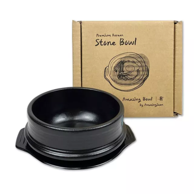 Premium Korean Stone Bowl with Lid & Platter, Clay Pot for Cooking Hot Pot  Dolso