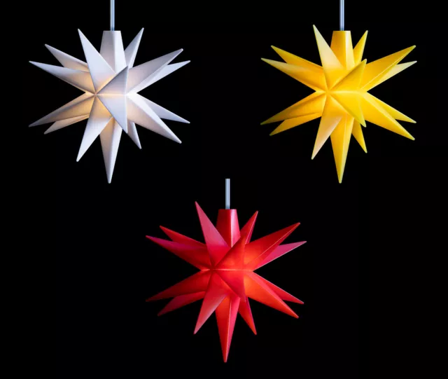 3D LED MINI STERN Weiß Gelb Rot 8 cm Batterie Timer Innen Weihnachtsstern klein