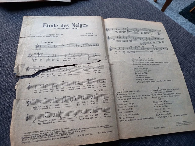 ANCIENNE PARTITION ETOILE des neiges line Renaud EUR 3,00 - PicClick FR