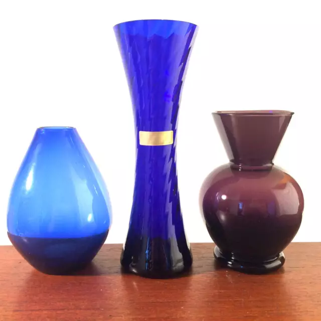 Vintage Vasenset Vasen GLAS 50er 60er MID CENTURY Vase blau lila