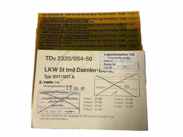 Typ 1017 TDV 2320/054-50 LKW 5t tmil Daimler-Benz Typ 1017/1017 A Microfiche Ex ...