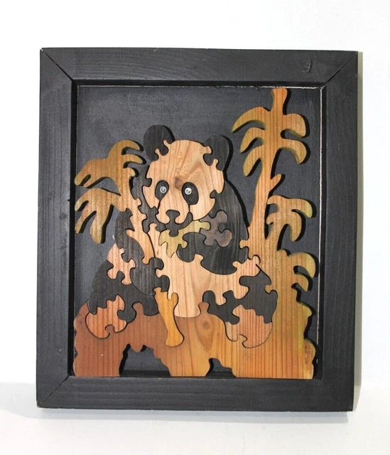 Living Puzzle Wooden Giant Panda Bamboo 1995 Handcrafted Jigsaw Realistic
