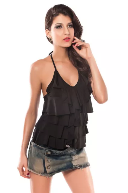 SEXY Neckholder Rüsche Hals Clubbing TOP 2