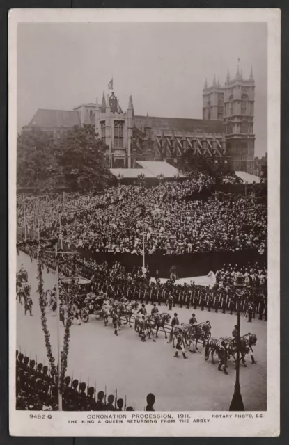 Vintage "Rotary Photo" Post Card - King George V - Coronation Procession 1911