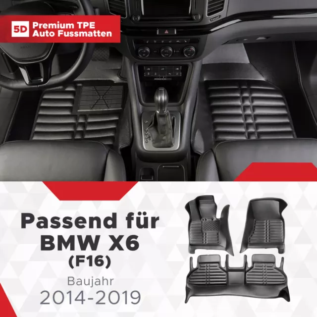 5D Premium Auto Fussmatten TPE Set passend für BMW X6 (F16) Baujahr 2014-2019