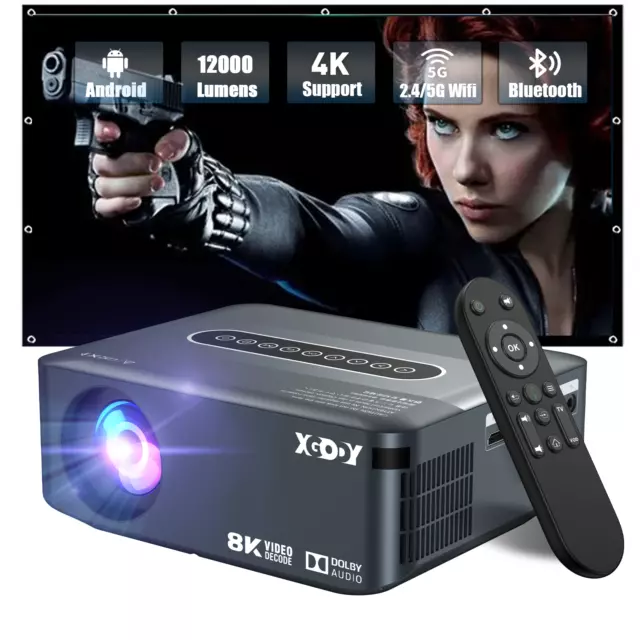 UHD Projector 12000 Lumens WIFI 8K Bluetooth Home Theater Movie Cinema HDMI USB