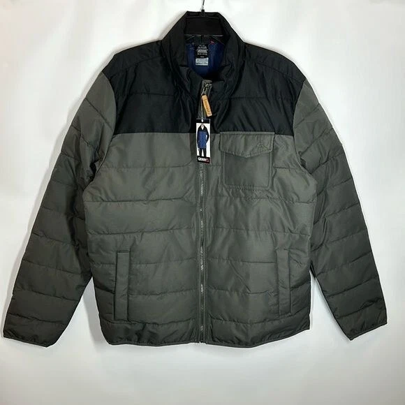 GERRY BEARWOOD WORKWEAR Quilted Puffer Jacket Black Green Mens Sz L 18.36 PicClick