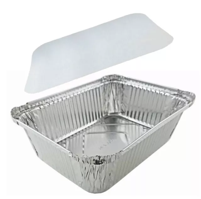 Handi-Foil 5 lb. Oblong Aluminum Food Storage Foil Entrée Pan w/Board Lid 50/PK