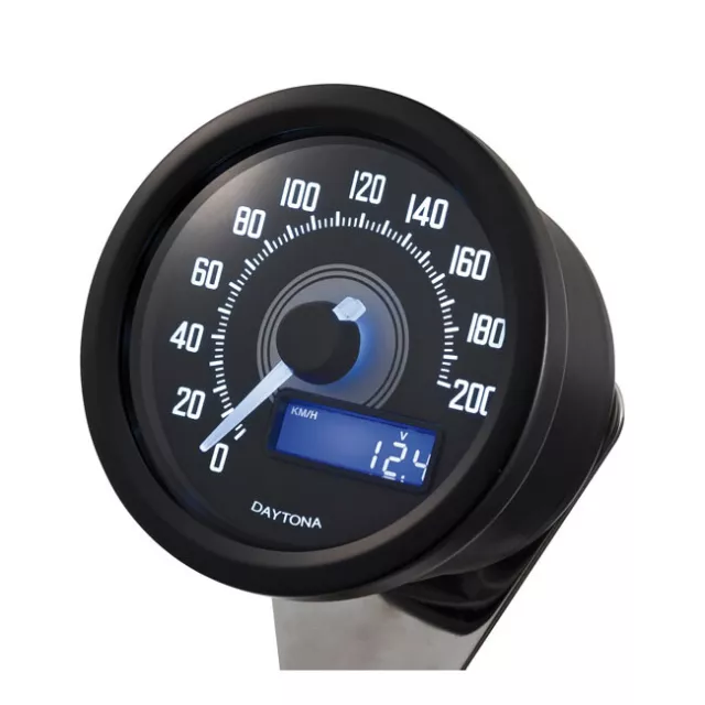 Daytona Motorrad digital Mini Tachometer bis 200 kmh E geprüft +Schrumpfschlauch